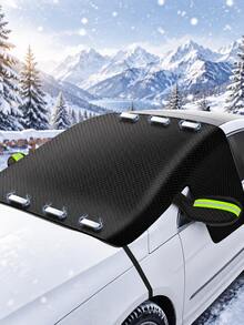 Magnetic Car Windshield Snow Cover With Mirror Pocket & Reflective Strip, Thick Anti-Ice Frost Snow Shield, 3-Side Window Coverage, All Weather Sun Shade, Universal Auto Winter Exterior Protector For Sedan SUV - A - View 12
