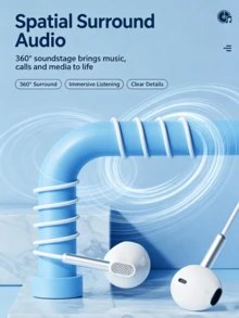 Lenovo EY02 Half-In-Ear Wired Earphones 3.5mm Round Jack With In-Line Control And Microphone, Compatible With Apple, Android, Desktop PC, Laptop, Karaoke Earphones - View 5