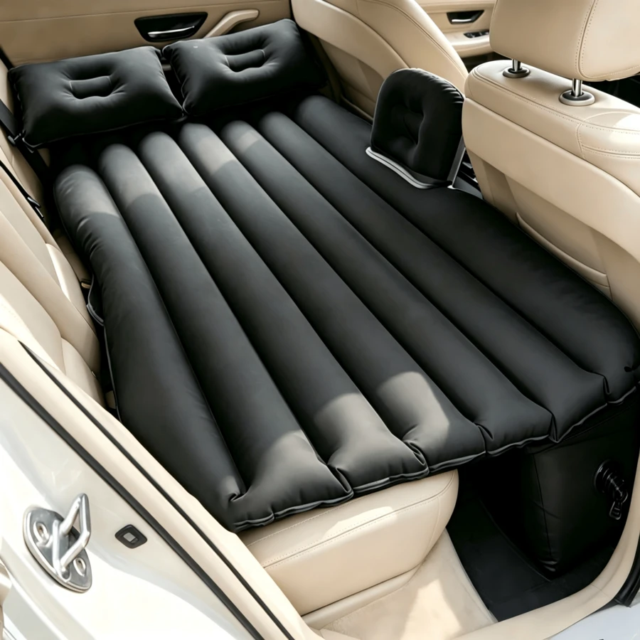 (1pc Car Inflatable Bed, Car Accessories, Back Seat Sleeping Pad, SUV/Sedan Universal Inflatable Bed, Portable Travel Camping Sleeping Pad - Perfect Gift For Drivers (This Product Does Not Include An Air Pump, Only Includes One Inflatable Bed!)) - Straight-grained Round Mound - View 1