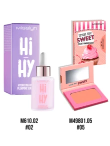 MISSLYN 2Pcs Hi-Hy Hydrating Serum & Velvet Powder Blush Set, Hydrating Shimmer Blendable, Soft Silky Texture, Natural Glow, Face Set Cheek/Highlight, Daily/Travel/Summer, Y2K/Soft Glam/Glass Skin, Makeup Set,For Women&Girls, Suitaable For Daily Look - #02+#05 - View 9
