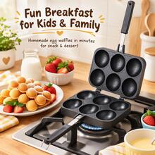 6-Cavity Smiling Face Pancake Maker, Nonstick Double-Sided Stovetop Pan With Long Handle, Fun-Shaped Breakfast Mold For Mini Pancakes, Cake Balls, Filled Pastries And Homemade Snacks - View 7