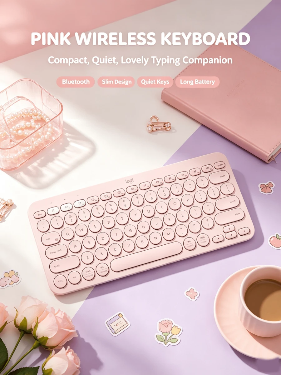 Logitech Bluetooth Wireless Keyboard, Efficient Office Work Anytime Anywhere, One-Key Multi-Device Switching, Ultra-Thin Portable, Compatible With IPad, Tablet, Laptop, Phone - View 1