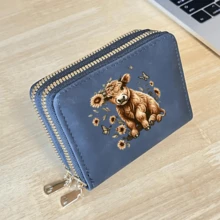Highland Cow Print Card Holder Lightweight Fashionable Wallet Suitable For Daily Use For Women Double Zipper Mini Wallet Purse Wallet Card Wallet - Multicolor - View 20