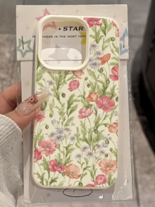 1件 白色清新田園野花個性化極簡全包覆 TPU 防震手機殼，適用於 Apple 18 17 16 15 14 13 12 11 Pro Max Air 及系列 - 彩色 - 查看 2