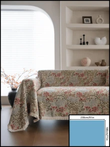 1pc Jacquard Pink Lily Pattern Tassel Sofa Cover, French Country Vintage Style Rectangular Design, No Installation Required, Dust-Proof, Anti-Slip, Anti-Scratch, Effectively Protects Sofa, Dirt-Resistant, Wear-Resistant, Sofa Dust-Proof Protector, Suitable For Multiple Sofa Models, Suitable For All Seasons - Multicolor - View 14