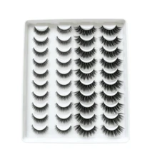20 Pairs Cross Fluffy Faux Mink False Eyelashes, Natural Long Extension False Eyelashes, Handmade Curled 3D False Eyelashes, D-Curl Faux False Eyelashes For Makeup, Mixed Style False Eyelashes - Black - View 8