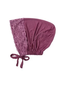 1pc Women's Lace Trim Adjustable Tie Inner Cap, Soft Modal Elastic Headscarf Inner Cap, Breathable Sleep Cap Chemotherapy Head Wrap, Multiple Colors Available - Multicolor - View 16