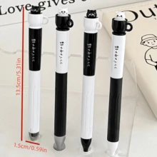 Neutral Cat Shape Creative Rotating Cup Ballpoint Pen, 0.5mm Quick-Drying Black Ink, Fun Stress Relief Rotating Refill, Silicone Pen Cap, Quick-Drying, 0.5mm Black Pen Suitable For Office, Back To School, Holiday Gifts - Mule Tea Cup Cat - View 7