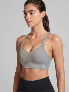 Secret Verse 1pc Women's Casual Comfortable Wireless Bra, Solid Color Minimalist Seamless Bralette - Khaki - View 2