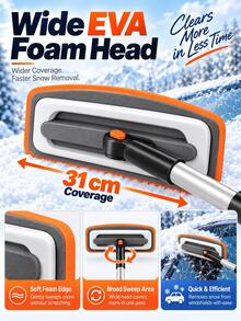 1pc 3-In-1 Extendable Car Snow Brush & Ice Scraper, 180° Rotating, 31cm Wide EVA Foam Snow Brush With 70-90cm Telescopic Handle, Detachable Windshield Frost & Ice Removal Tool, Suitable For Sedan, SUV And Truck, Winter Car Accessory, Christmas Gift For Female Drivers - Multicolor - View 4