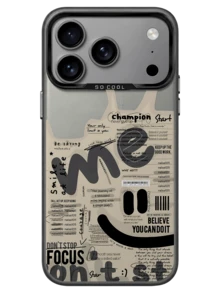American Street Style Text Phone Case - Beige Newspaper Texture With Black Inspirational Graffiti Print, Personalized Shockproof Soft Shell - Suitable For High Street Outfits/Students/Trendsetters, Compatible With IPhone 18/17/16/15/14/13 Pro Max, Galaxy And More Models - Multicolor - View 1