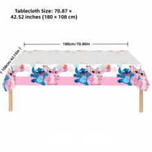 FIFA FIFA Stitch & Angel Cartoon Print Disposable Tablecloth, Waterproof & Oil-Resistant, No-Wipe, Suitable For Theme Parties, Picnics, Gatherings, Atmospheric Table Decor Party Supplies, 1pc - View 6
