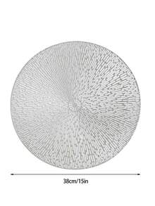 1/4/6/8/12pcs 15 Inch PVC Silver Round Placemats, Fireworks Pattern, 15 Inch Washable Placemats Suitable For Dining, Events, Banquets, Weddings, Bridal Showers, Daily Home Use - Silver - View 8
