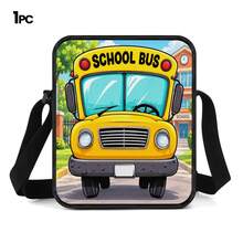 Yellow School Bus Print Large Capacity Backpack 3-Piece Set, Lightweight & Breathable, Student Commute & School Use, Multi-Function Shoulder Bag, Crossbody Bag & Pencil Case Storage Set - Printed Bag - View 10
