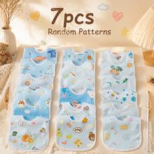 7pcs Random Pattern Pink Blue Yellow Baby Bibs, Cute Drool Bibs For Newborns - Multicolor - View 14