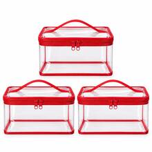 3pcs Oversized Multi-Function Storage Bags, 8.85x7.08x3.93 Inches, Reusable Transparent PVC Material, Multi-Purpose Storage, Travel Zipper Organizer Bags, Durable - Multicolor - View 9