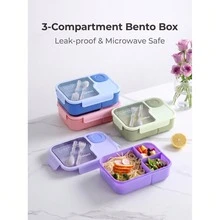 Portable Lunch Box Set With Utensils, Functional Food Storage Container With Separate Compartments And Tools, Convenient For Meals - Multicolor - View 1