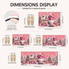 1PC Christmas Pink Gnome Faux Cashmere Kitchen Mat Floor,Soft Quick-Dry Anti-Slip Easy-Care, Christmas Decor Home, Kitchen Decor And Accessories, Christmas Decrations, Room Decor, House Decor, Entryway Rug, Christmas Gift, 2PCS Set - Multicolor - View 6