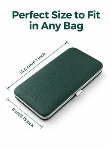 16 In 1 Nail Care Set Stainless Steel Manicure Pedicure Kit Portable Green Leather Case For Travel Home Grooming - Dark Green - View 9