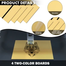 4pcs 12''x8'' Customized Personalized Signs For Home Office (Brushed Gold Panel Carved Black) - Black - View 3