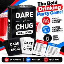 1pc Dare Or Chug Drinking Challenge Card Game, Truth Or Drink Voting Punishment 2-Choice Gameplay, Adult Interactive Fun Tabletop Party Game, Fast Rounds, Portable Easy-To-Carry Card Deck, Simple Rules High Playability, Suitable For Birthday Parties, Bar, Team Building, Game Night - Black - View 3