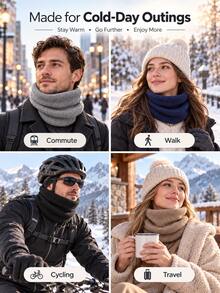 Classic Knitted Fabric Fleece Lined Neck Warmer, Plush Lining Ribbed Texture, 4 Colors Available, Unisex Pullover Scarf, Suitable For Cycling, Running, Hiking, Commuting, Skiing, Outdoor Sports, Cold Weather, Holiday Gifts, Winter Daily Wear - Multicolor - View 8