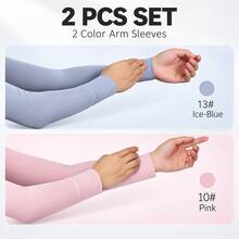 2 Pairs Solid Color Bohemian Sleeve Covers, Modal Elastic Arm Warmers For Vacation And All Seasons - A - View 14