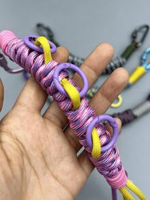 Paracord Extension Lanyard, Multifunctional Backpack Pendant, Hand-Woven Paracord Outdoor Backpack DIY Modification Accessory, Double D-Ring Buckle - Multicolor - View 8