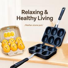 6-Cavity Smiling Face Pancake Maker, Nonstick Double-Sided Stovetop Pan With Long Handle, Fun-Shaped Breakfast Mold For Mini Pancakes, Cake Balls, Filled Pastries And Homemade Snacks - View 10