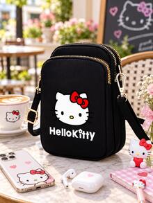 SANRIO 1pc Hello Kitty Crossbody Phone Wallet For Women Girls, Multi Zipper Compartment Phone Purse With Adjustable Strap For Cards Keys Earbuds - Multicolor - View 6