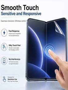 2 Sets Foldable Phone Hydrogel Film, Full Coverage Soft Screen Protector For Inner And Outer Screens, Self-Healing Anti-Fingerprint High-Definition Transparent Flexible Protector, Suitable For Flip Foldable Smartphones, Compatible With IPhone Duo/Fold, Compatible With Samsung Galaxy Fold 8 Ultra/7/6/5/4/3/2 - Clear - View 3