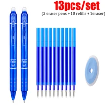13pcs/Set 2 Packs Retractable Erasable Gel Pen Set With 10 Refills & 1 Eraser, 6 Color Options, Smooth Writing Refillable Pens For Students, School, Office, Note Taking, Homework, Journaling & Everyday Writing - Multicolor - View 3