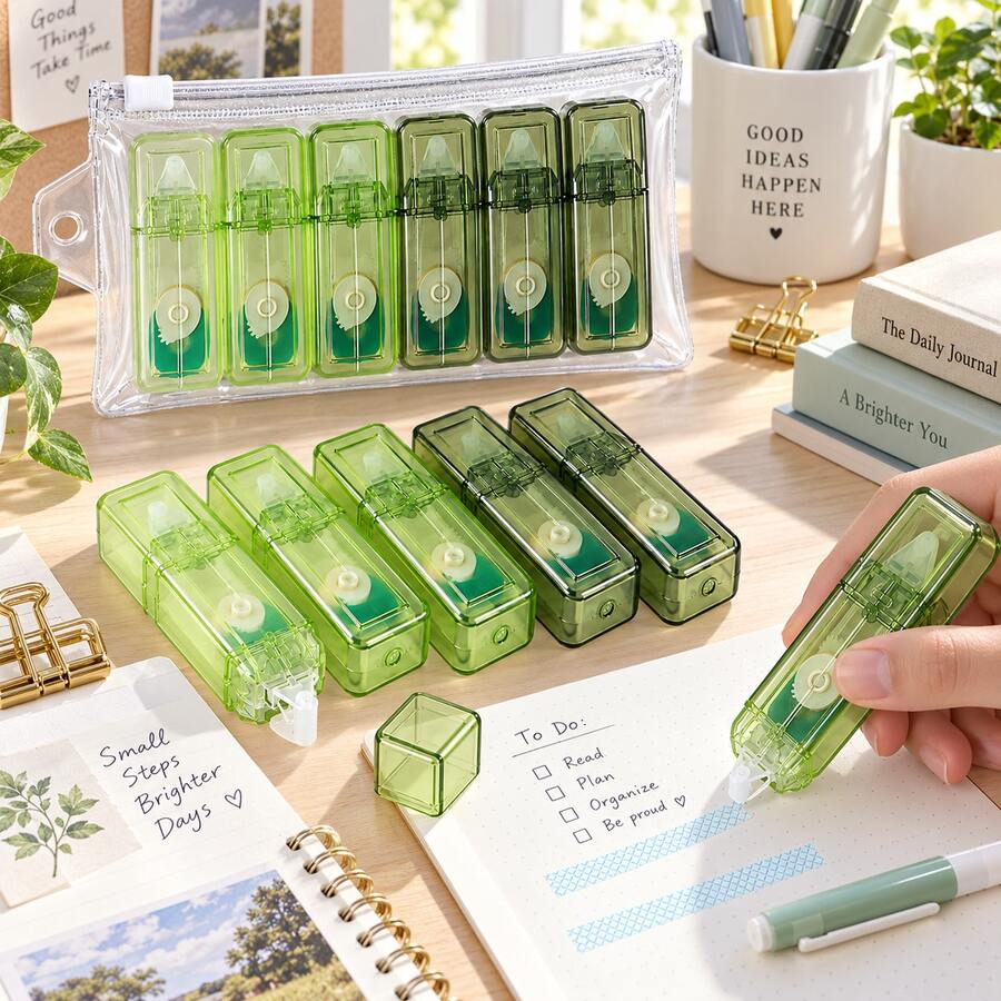 Rol Perekat Titik 6mm Isi 6 Pack, Dispenser Pita Lem Warna Gradasi Portabel untuk Scrapbooking, Catatan, Belajar, Sekolah & Kantor - beraneka warna - View 1