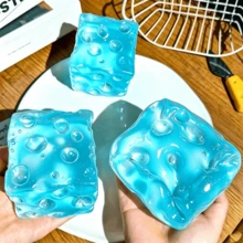 1pc Large Transparent Square Cheese Squishy, 2026 Slow Rebound Stress Relief Toy, Creative Decompression Gadget, Gift For Friends, Collectible Squeeze Toy, Crisp Texture - Multicolor - View 3