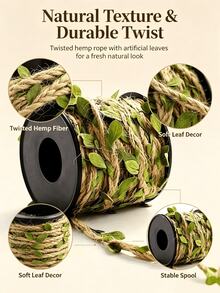 1 PC Hemp Rope – Heavy-Duty And Wear-Resistant Twine With Natural Green Leaf Patterns . Made Of Sturdy Jute Fiber And Designed With Eucalyptus Vines, It Delivers A Strong Cozy Atmosphere.Halloween Decor For Home,Fall Home Decor,Halloween Costumes - Multicolor - View 7