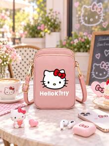 SANRIO 1pc Hello Kitty Crossbody Phone Wallet For Women Girls, Multi Zipper Compartment Phone Purse With Adjustable Strap For Cards Keys Earbuds - Multicolor - View 10