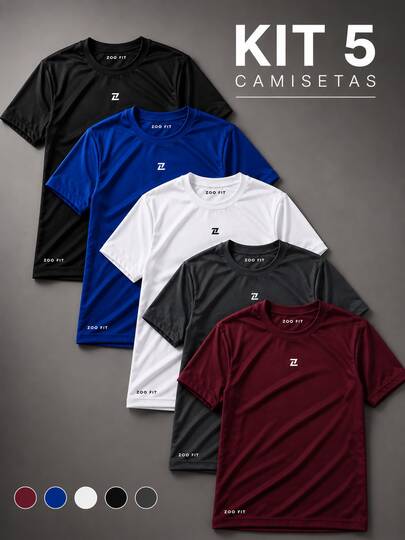 Kit 5 Camisetas Dry-fit Academia Exercícios Plus Size Treino