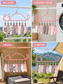 Multifunctional Stainless Steel Drying Rack Featuring A Cute Cat Design; Sturdy, Thickened, And Durable, This Versatile Rack Serves Eight Different Purposes-Perfect For Drying Items Like Underwear And Socks. A Household Essential. - Multicolor - View 9