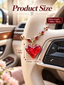 An Exquisite Three-Dimensional Heart-Shaped Pendant For Car Steering Wheel, Fashionable Car Decoration Accessory For Ladies And Girls, Perfect Gift - A - View 2