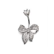 1pc Copper Inlaid Zirconia Bowknot Belly Ring, Stainless Steel Personalized Piercing Navel Stud Suitable For Daily Wear - Bow - View 9