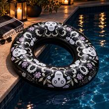 1pc Skull Adult Swim Ring,Halloween Style Inflatable Swim Ring For Adult Water Floating, Pool Party Float, Floating Lounge Chair For Outdoor Activities, - Skull Style - View 7
