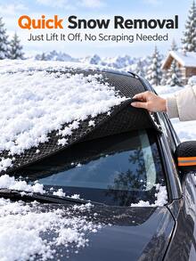 Car Snow Cover, Windshield Protector, Windproof/Snowproof/Frostproof Cover. Oxford Cloth Material, Upgraded Extended Version. Scratch-Proof For Winter Snow & Ice Days, Fits Sedans & Suvs. With Side Mirror Covers - A - View 4