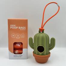 1 Dispenser/120 Trash Bags/Cactus Shaped Trash Bag Storage Rack/Portable Pet Waste Bags/Pet Travel Essentials - Multicolor - View 1