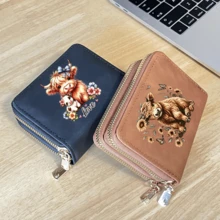 Highland Cow Print Card Holder Lightweight Fashionable Wallet Suitable For Daily Use For Women Double Zipper Mini Wallet Purse Wallet Card Wallet - Multicolor - View 6