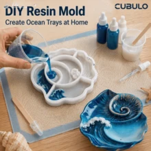 海洋貝殼波浪樹脂矽膠模具，柔軟樹脂水泥石膏模具，適用於 DIY 航海風飾品、小裝飾品、托盤、鑰匙收納盤、香氛蠟燭台，聖誕萬聖節海灘居家桌面裝飾手工 DIY 材料 - 賣的是模具 - 查看 5
