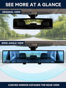 1pc Wide Angle Clip-On Car Rearview Mirror, Panoramic Interior Rearview Mirror Extension, Easy Installation Accessory, Suitable For Daily Commute, Travel And Road Trips, Birthday, Father's Day And Christmas Gift For Drivers - A - View 6