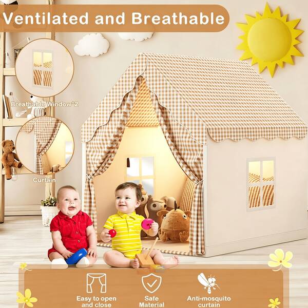 Tienda de juegos divertida para niños, castillo de juguete para tareas del hogar, base secreta y tienda de dormir para niños, cierre con cremallera, con ventanas/cortinas, bolsa de almacenamiento incluida, base secreta/tienda de dormir para niños y niñas, regalo de cumpleaños/Navidad/Acción de Gracias/Halloween, accesorios y luces no incluidos