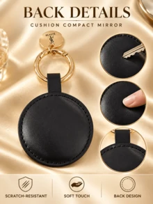 YSL Saint Laurent Compact Mirror, 7.4*5.6cm, Portable Scratch-Resistant Faux Leather, Perfect For On-The-Go Touch-Ups - Black - View 7