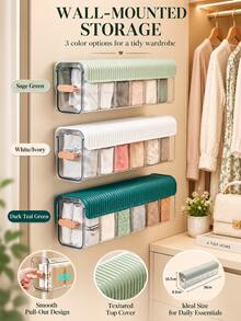 Wall-Mounted Storage Rack, Pull-Out Spice Box, Refrigerator Storage Box And Underwear/Sock Storage Box, Room Decor, Bathroom Decor, Kitchen Essentials, Suitable For Cabinets, Kitchen, Pantry, Countertop, Bathroom, Vanity And Medicine Cabinet - Multicolor - View 3