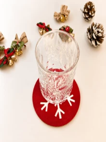 1/5/10pcs Christmas Snowflake Felt Coasters, Non-Slip Hollow Snowflake Design, Christmas Tabletop Coasters, Holiday Table Decor - Multicolor - View 5